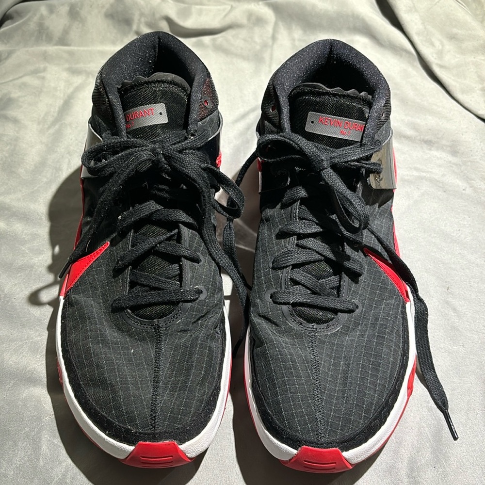 NIKE Kevin Durant KD13 Black Red White Bred Sneakers Air Zoom Mid Men's 15